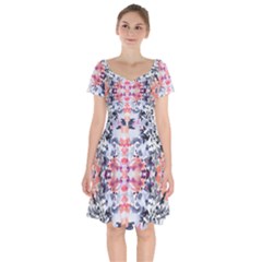 Elegant Japanese Inspired Floral Pattern  Short Sleeve Bardot Dress by flipstylezfashionsLLC