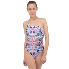 Elegant Japanese Inspired Floral Pattern  Classic One Shoulder Swimsuit by flipstylezfashionsLLC