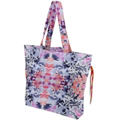 Elegant Japanese Inspired Floral Pattern  Drawstring Tote Bag