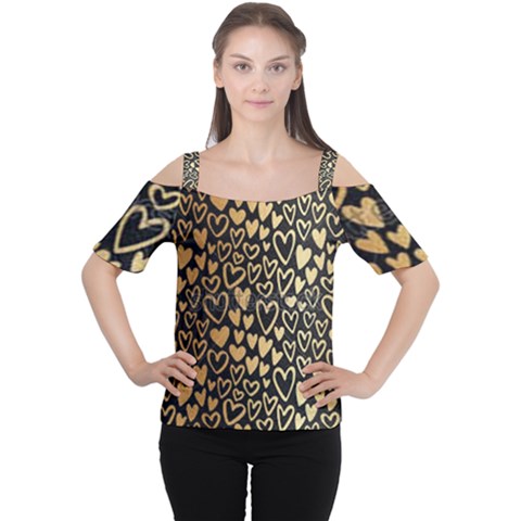 Cluster Of Tiny Gold Hearts Seamless Vector Design By Flipstylez Designs Cutout Shoulder Tee by flipstylezfashionsLLC