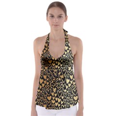 Cluster Of Tiny Gold Hearts Seamless Vector Design By Flipstylez Designs Babydoll Tankini Top by flipstylezfashionsLLC