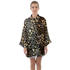 Cluster Of Tiny Gold Hearts Seamless Vector Design By Flipstylez Designs Long Sleeve Kimono Robe by flipstylezfashionsLLC