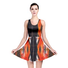 Retro Native Orange Graffiti By Kiekie Strickland Reversible Skater Dress by flipstylezfashionsLLC