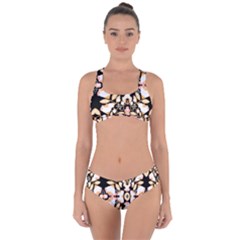 Beautiful Peach Flowers Background By Kiekie Strickland Criss Cross Bikini Set by flipstylezfashionsLLC