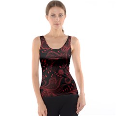 Seamless Dark Burgundy Red Seamless Tiny Florals Tank Top by flipstylezfashionsLLC