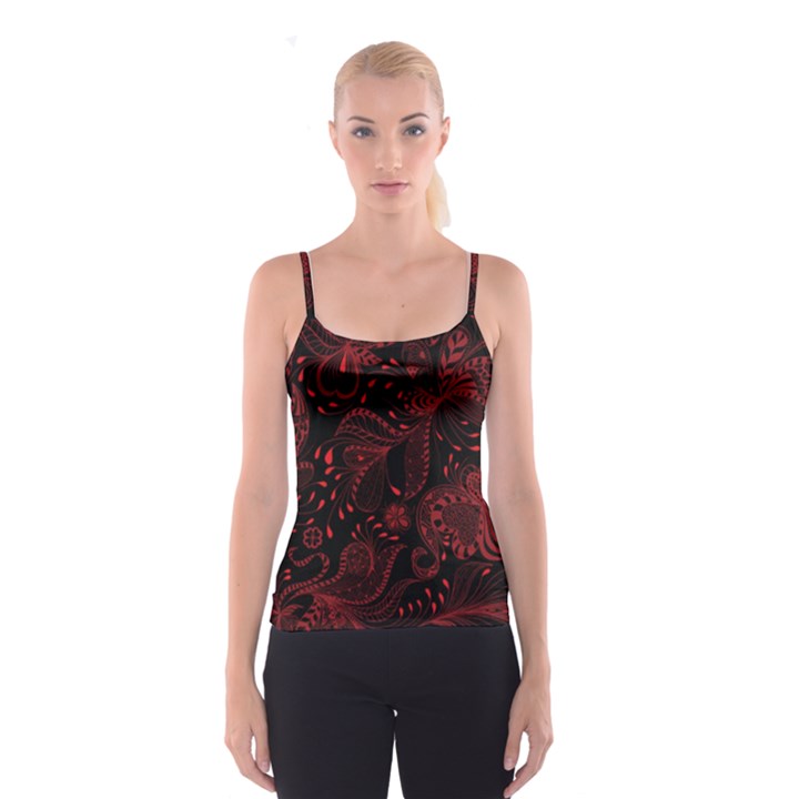 Seamless Dark Burgundy Red seamless tiny florals Spaghetti Strap Top