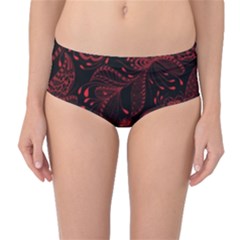 Seamless Dark Burgundy Red Seamless Tiny Florals Mid-waist Bikini Bottoms by flipstylezfashionsLLC