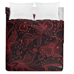 Seamless Dark Burgundy Red Seamless Tiny Florals Duvet Cover Double Side (queen Size) by flipstylezfashionsLLC