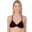 Seamless Dark Burgundy Red seamless tiny florals Reversible Tri Bikini Top View1