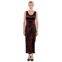 Seamless Dark Burgundy Red Seamless Tiny Florals Fitted Maxi Dress by flipstylezfashionsLLC