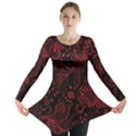 Seamless Dark Burgundy Red seamless tiny florals Long Sleeve Tunic  View1