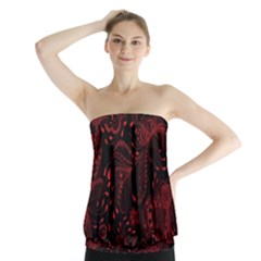 Seamless Dark Burgundy Red Seamless Tiny Florals Strapless Top by flipstylezfashionsLLC