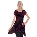 Seamless Dark Burgundy Red seamless tiny florals Short Sleeve Side Drop Tunic View1