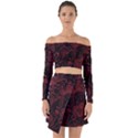 Seamless Dark Burgundy Red seamless tiny florals Off Shoulder Top with Skirt Set View1