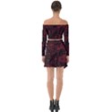 Seamless Dark Burgundy Red seamless tiny florals Off Shoulder Top with Skirt Set View2