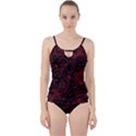 Seamless Dark Burgundy Red seamless tiny florals Cut Out Top Tankini Set View1