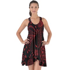 Seamless Dark Burgundy Red Seamless Tiny Florals Show Some Back Chiffon Dress by flipstylezfashionsLLC