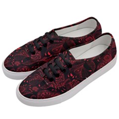 Seamless Dark Burgundy Red Seamless Tiny Florals Women s Classic Low Top Sneakers by flipstylezfashionsLLC