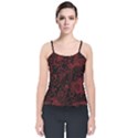 Seamless Dark Burgundy Red seamless tiny florals Velvet Spaghetti Strap Top View1