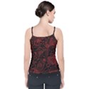 Seamless Dark Burgundy Red seamless tiny florals Velvet Spaghetti Strap Top View2