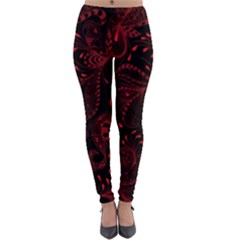 Seamless Dark Burgundy Red Seamless Tiny Florals Lightweight Velour Leggings