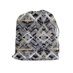 Retro Black And White Gold Design By Kiekiestrickland Drawstring Pouches (extra Large) by flipstylezfashionsLLC