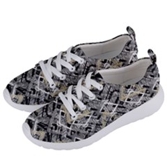 Retro Black And White Gold Design By Kiekiestrickland Women s Lightweight Sports Shoes by flipstylezfashionsLLC