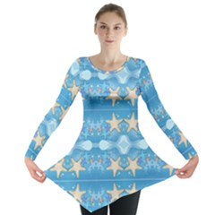 Adorably Cute Beach Party Starfish Design Long Sleeve Tunic  by flipstylezfashionsLLC