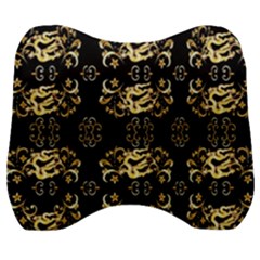 Golden Flowers On Black With Tiny Gold Dragons Created By Kiekie Strickland Velour Head Support Cushion