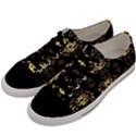 golden flowers on black with tiny gold dragons created by Kiekie Strickland Men s Low Top Canvas Sneakers View2