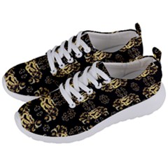 Golden Flowers On Black With Tiny Gold Dragons Created By Kiekie Strickland Men s Lightweight Sports Shoes by flipstylezfashionsLLC