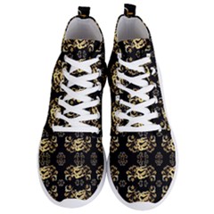 Golden Flowers On Black With Tiny Gold Dragons Created By Kiekie Strickland Men s Lightweight High Top Sneakers by flipstylezfashionsLLC