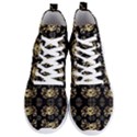 golden flowers on black with tiny gold dragons created by Kiekie Strickland Men s Lightweight High Top Sneakers View1