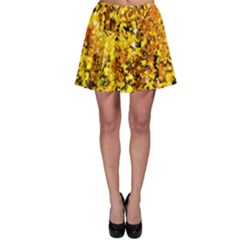 Birch Tree Yellow Leaves Skater Skirt by FunnyCow