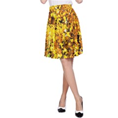 Birch Tree Yellow Leaves A-line Skirt by FunnyCow