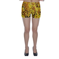 Birch Tree Yellow Leaves Skinny Shorts by FunnyCow