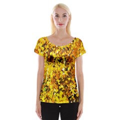 Birch Tree Yellow Leaves Cap Sleeve Tops by FunnyCow