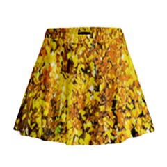 Birch Tree Yellow Leaves Mini Flare Skirt by FunnyCow