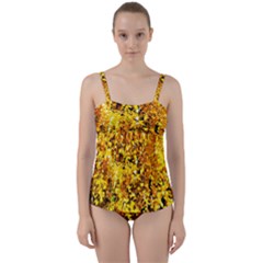 Birch Tree Yellow Leaves Twist Front Tankini Set by FunnyCow