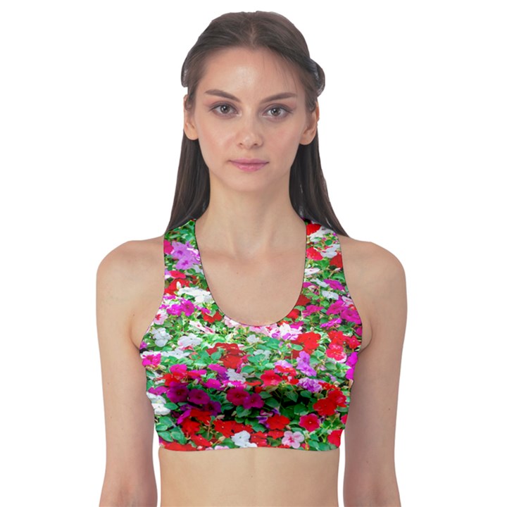 Colorful Petunia Flowers Sports Bra