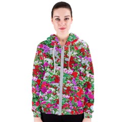 Colorful Petunia Flowers Women s Zipper Hoodie by FunnyCow