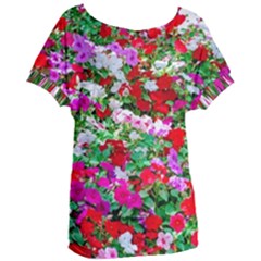 Colorful Petunia Flowers Women s Oversized Tee by FunnyCow