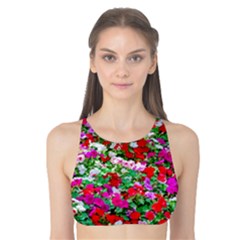 Colorful Petunia Flowers Tank Bikini Top