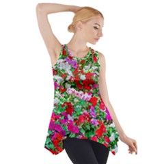 Colorful Petunia Flowers Side Drop Tank Tunic by FunnyCow