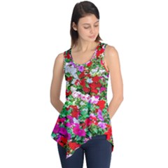 Colorful Petunia Flowers Sleeveless Tunic by FunnyCow