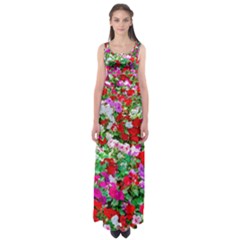 Colorful Petunia Flowers Empire Waist Maxi Dress by FunnyCow