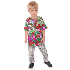 Colorful Petunia Flowers Kids Raglan Tee