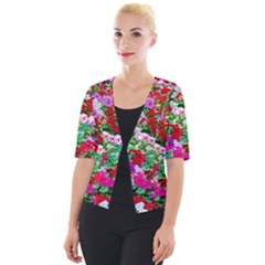 Colorful Petunia Flowers Cropped Button Cardigan by FunnyCow