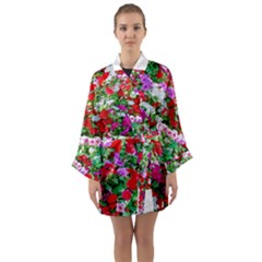 Colorful Petunia Flowers Long Sleeve Kimono Robe by FunnyCow