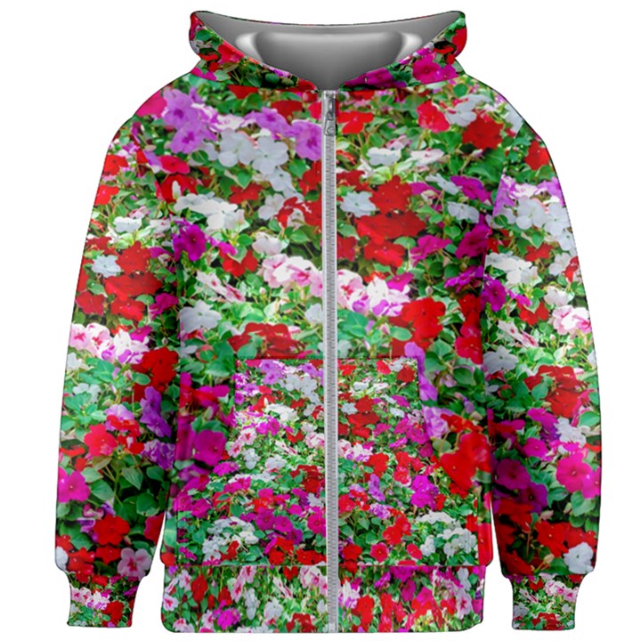 Colorful Petunia Flowers Kids Zipper Hoodie Without Drawstring